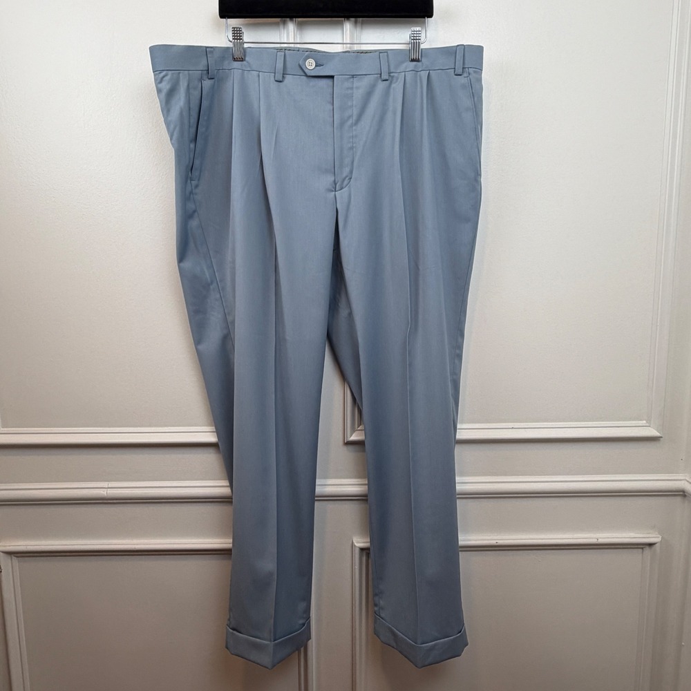 Lauren Ralph Lauren Mens Pleated‎ Dress Pants Blue 43W x 30L Cuffed Trousers